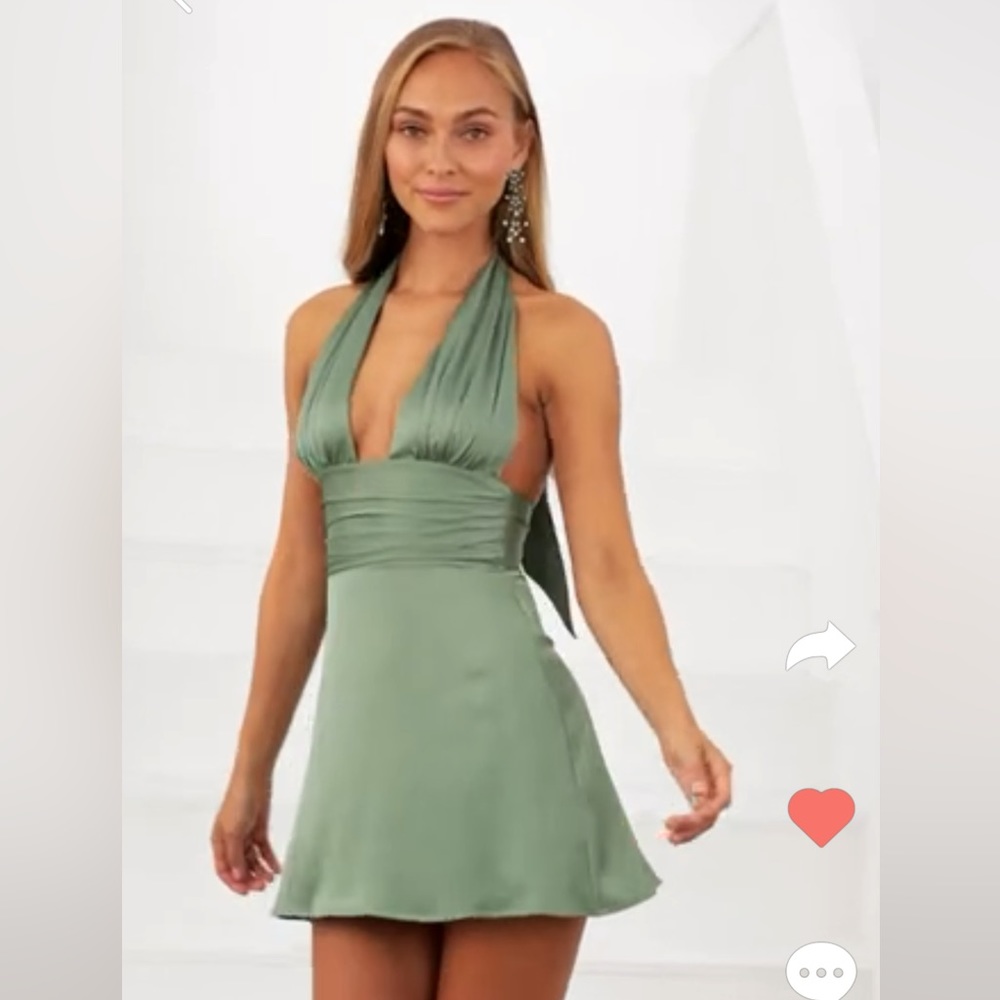 Lucy in the Sky Waverly Satin Dress in Sage